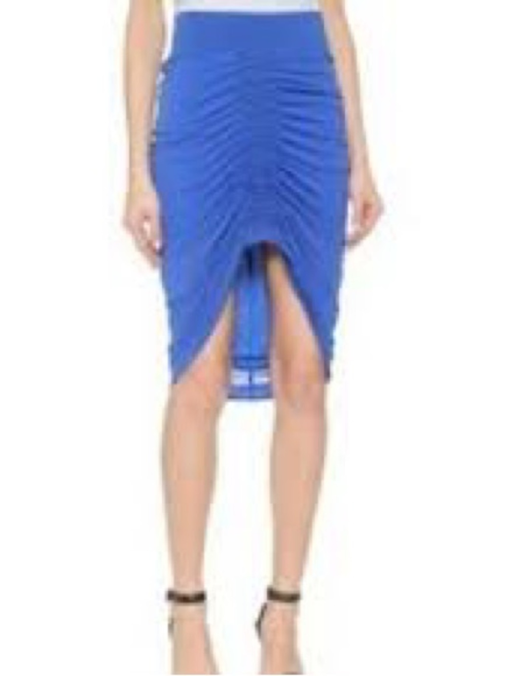 NWT Helmut Lang Blue Ruched Drape Stretch Skirt Size Small